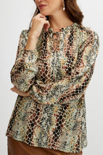 Load image into Gallery viewer, Tie front blouse/mosaic flowers