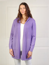 Load image into Gallery viewer, Knit Hooded Lavender Cardigan - One Size fits size 6-14