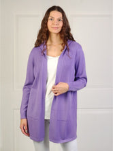 Load image into Gallery viewer, Knit Hooded Lavender Cardigan - One Size fits size 6-14