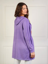 Load image into Gallery viewer, Knit Hooded Lavender Cardigan - One Size fits size 6-14