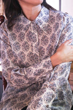 Load image into Gallery viewer, Blouse - Blue Floral cotton/silk Relaxed Fit