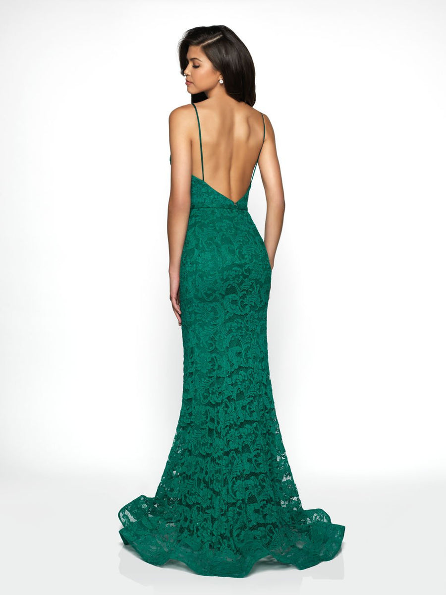 Blush Prom Lace long hunter dress by Blush Prom Mirella’s Ladies Boutique