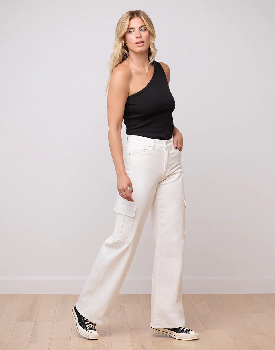 Lily Wide Leg Jeans/Pearl White Cargo