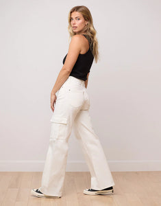 Lily Wide Leg Jeans/Pearl White Cargo