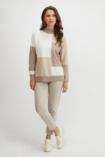 Load image into Gallery viewer, Latte geometric recycled knit sweater
