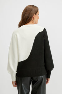 2 tone black & Ivory sweater