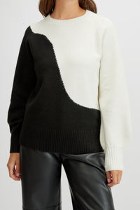 2 tone black & Ivory sweater