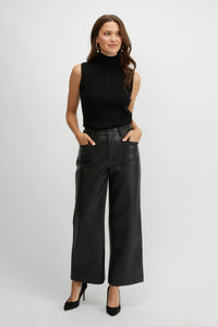 Crop Faux Leather pant with pocket