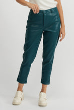 Load image into Gallery viewer, Cropped slim faux leather pant/deep teal
