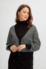 Load image into Gallery viewer, Cardigan knit sweater with black knit cuff
