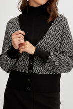 Load image into Gallery viewer, Cardigan knit sweater with black knit cuff
