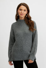 Load image into Gallery viewer, High collar long sleeve sweater/Heather Grey
