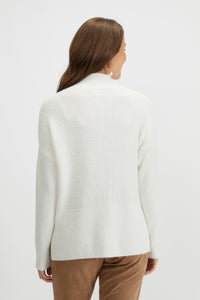 High collar long sleeve sweater/Ivory