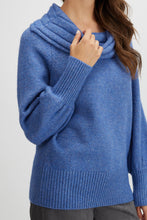 Load image into Gallery viewer, Rolled collar with billow sleeve knit sweater/Blueberry
