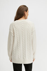 Cardigan knit with front pockets/Almond