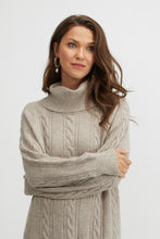 Load image into Gallery viewer, Cable Knit sweater dress with wide rolled collar
