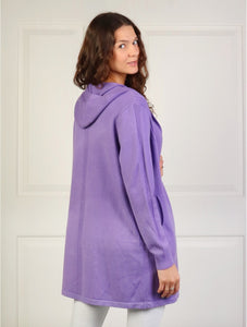 Knit hooded cardigan/Lavender/Medium