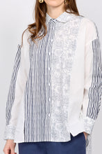 Load image into Gallery viewer, Floral &amp; Striped Cotton Shirt
