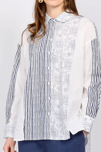 Floral & Striped Cotton Shirt