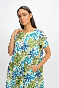 Short sleeve shift dress/Costa Rica Palm