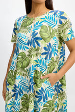 Load image into Gallery viewer, Short sleeve shift dress/Costa Rica Palm
