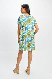 Short sleeve shift dress/Costa Rica Palm