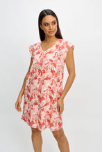 Load image into Gallery viewer, Linen &amp; Viscose print shift dress/Apricot Flowers
