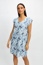 Load image into Gallery viewer, Linen &amp; Viscose print shift dress/Blue Flowers
