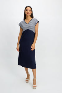 Rayon and Recyled Polyester 2 tone dress/Marine Blue