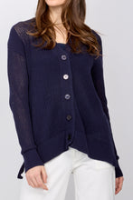 Load image into Gallery viewer, Button front asymmetrical hemline cardigan/Marine
