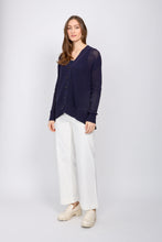 Load image into Gallery viewer, Button front asymmetrical hemline cardigan/Marine
