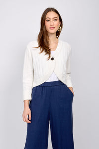 Crop cotton cardigan/Ivory