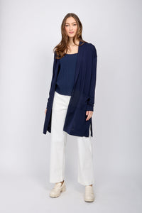 Long cardigan with front pockets/Navy