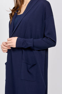 Long cardigan with front pockets/Navy