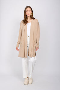 Long cardigan with front pockets/Sand
