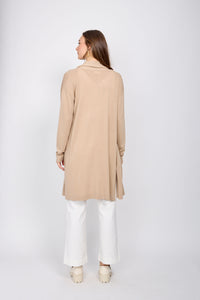 Long cardigan with front pockets/Sand