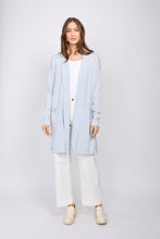 Load image into Gallery viewer, Long cardigan with front pockets/Baby Blue
