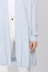 Long cardigan with front pockets/Baby Blue
