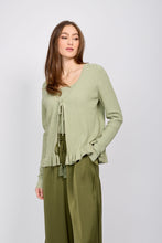 Load image into Gallery viewer, Ruffle Edge Knit Cardigan/Sage
