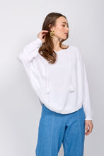 Load image into Gallery viewer, Oversized sweater with tie front/White
