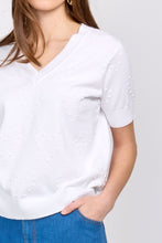 Load image into Gallery viewer, Short Sleeve V Neck Sweater/White
