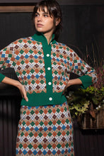 Load image into Gallery viewer, Tops - Argyle knit multicolor cardigan
