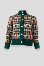 Load image into Gallery viewer, Tops - Argyle knit multicolor cardigan
