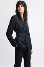 Load image into Gallery viewer, Blazer - Pinstriped DB oversized with belt
