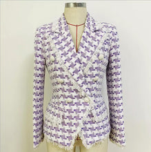 Load image into Gallery viewer, Blazer - Francesca Tweed Houndstooth Luxury Fitted Double Breasted
