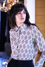 Load image into Gallery viewer, Blouse - Blue Floral cotton/silk Relaxed Fit
