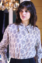Load image into Gallery viewer, Blouse - Blue Floral cotton/silk Relaxed Fit
