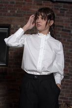 Load image into Gallery viewer, Blouse - Cotton Ruffle Collar LS
