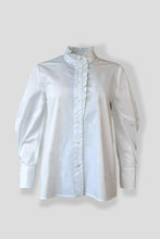 Load image into Gallery viewer, Blouse - Cotton Ruffle Collar LS
