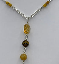 Load image into Gallery viewer, Citrine Tiger Eye Y necklace in sterling silver
